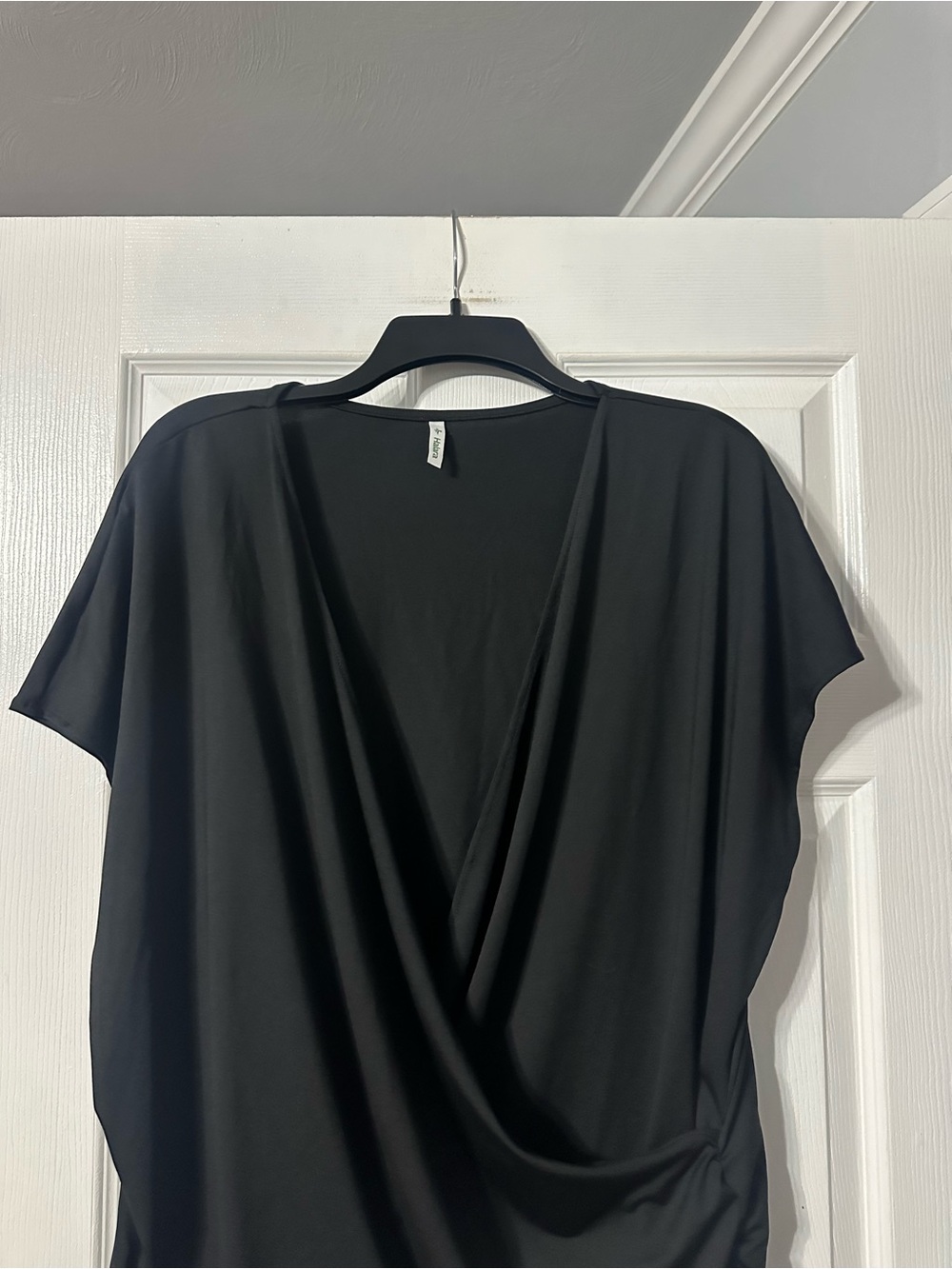NWT Women's Halara Black Wrap-Style Drape Top - Picture 2 of 14